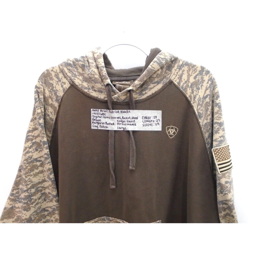 Ariat Patriot Camo Hoodie Men’s Size L Brown Desert Digital Camouflage Hunting - Picture 2 of 9